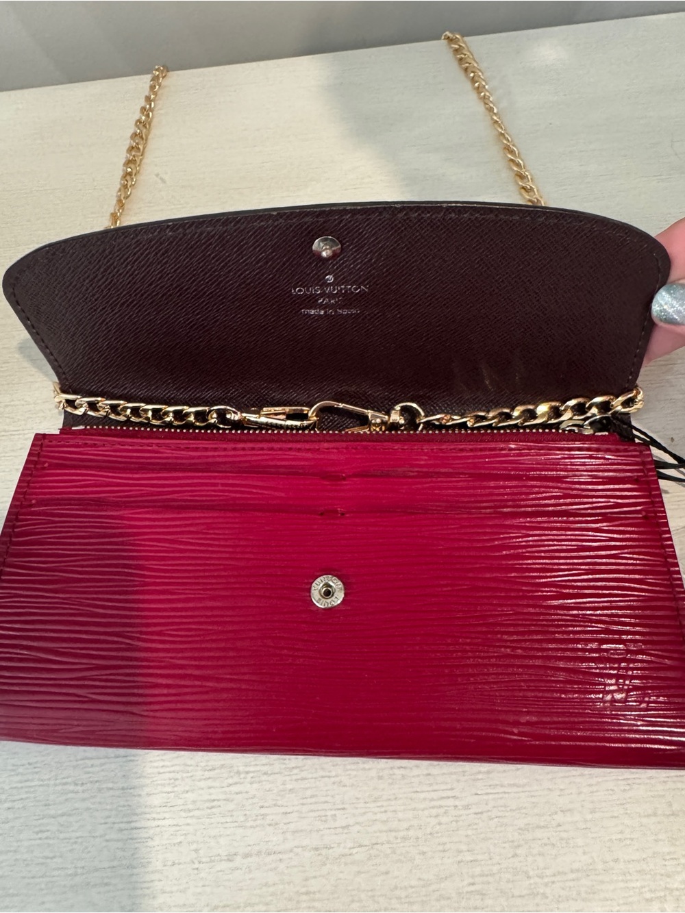 Louis Vuitton Fuchsia Epi Leather Emilie Wallet Crossbody Conversion COA - Picture 17 of 17